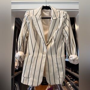 Express Cream Blazer with Black Vertical Stripes
